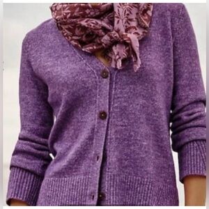 J. Jill Purple Ribbed Heather V-Neck Button Front Cardigan Sweater Size L/P